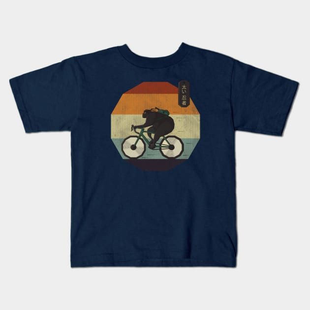 Fat Shinobi Cyclist Kids T-Shirt by MythoCulture